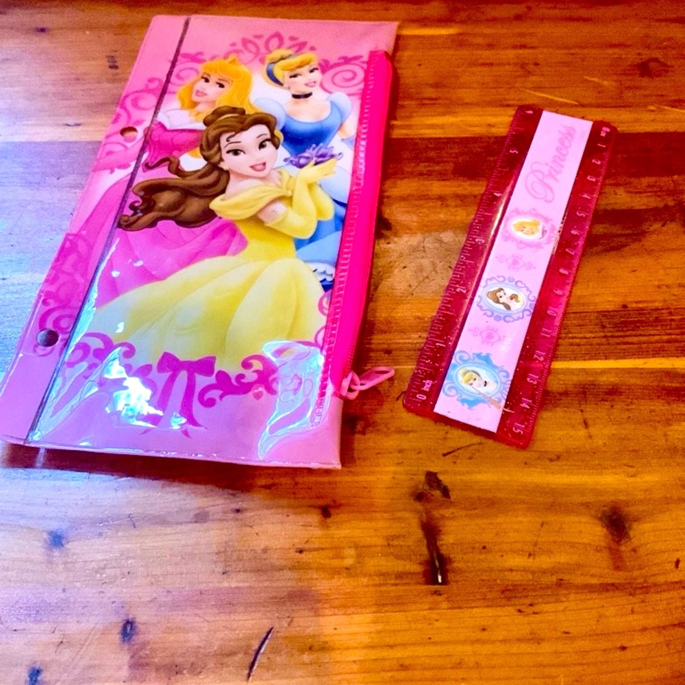 Disney Princess Binder Pencil case and matching ruler zipper closure school